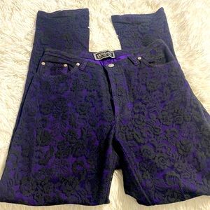 Authentic Woman Versace Purple Cotton Fabric Inside with Black Lace